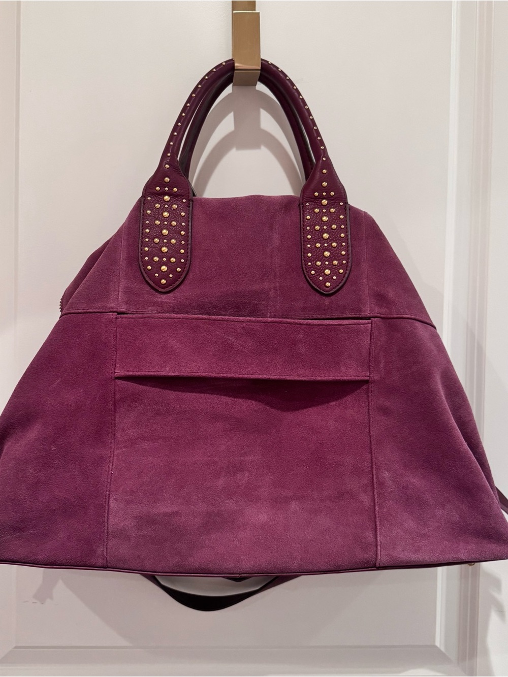 Aimee Kestenberg Plum Suede Tote with Gold Studs - Picture 5 of 5
